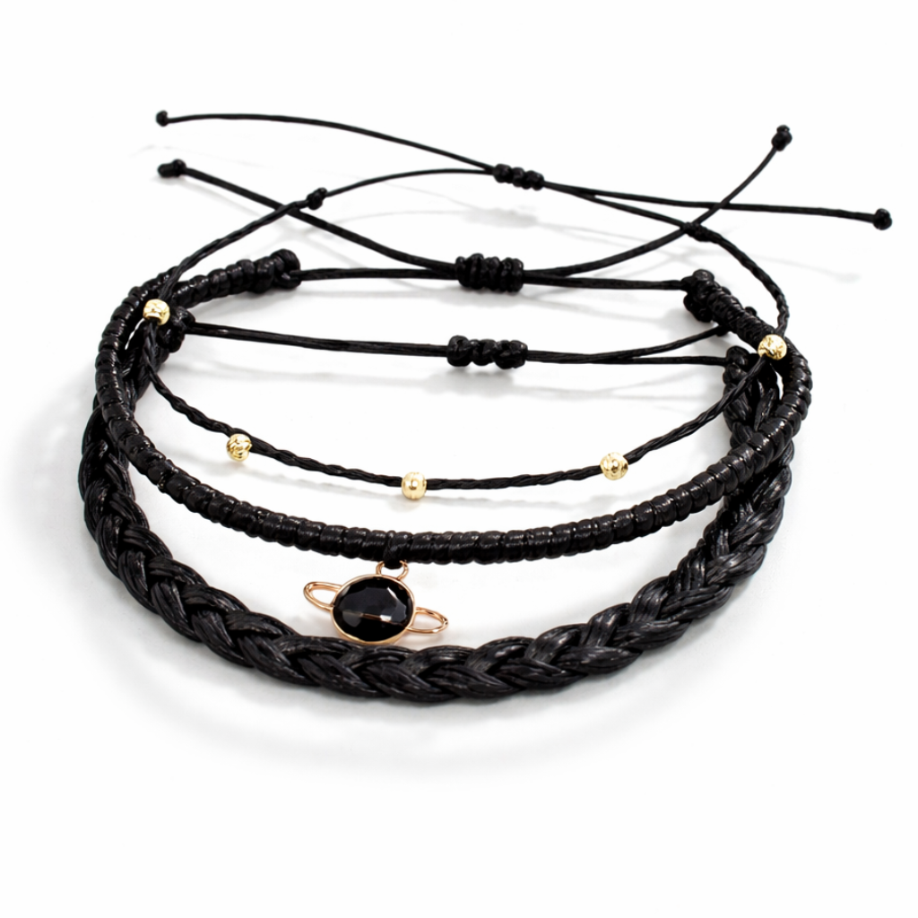 Planet Black 3 Piece Bracelet Set
