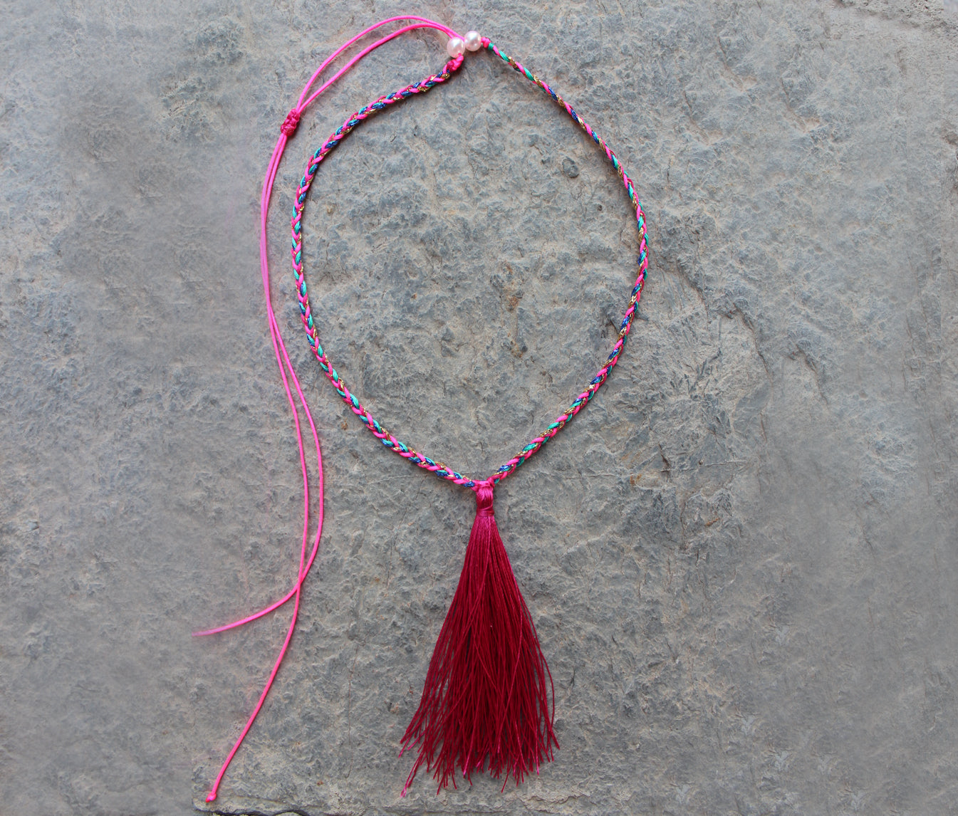 Pink Tassel Kolye