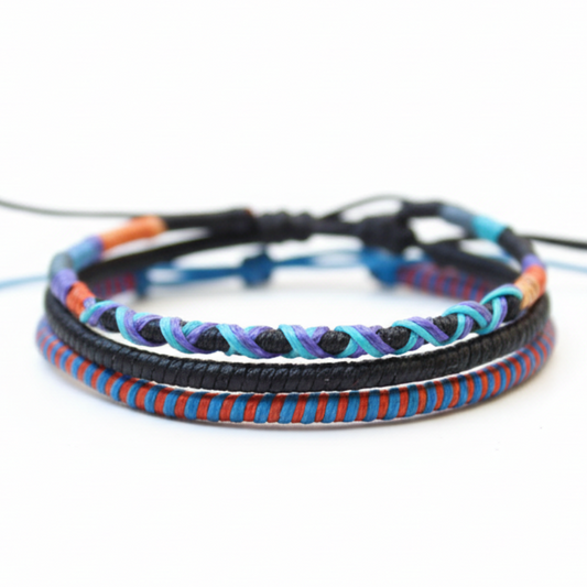 Loop 3 Thin Bracelet Set / Negro