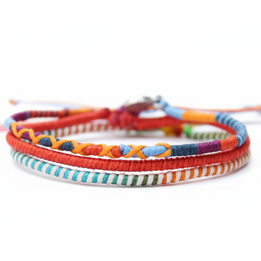 Loop 3 Thin Bracelet Set / Naranja