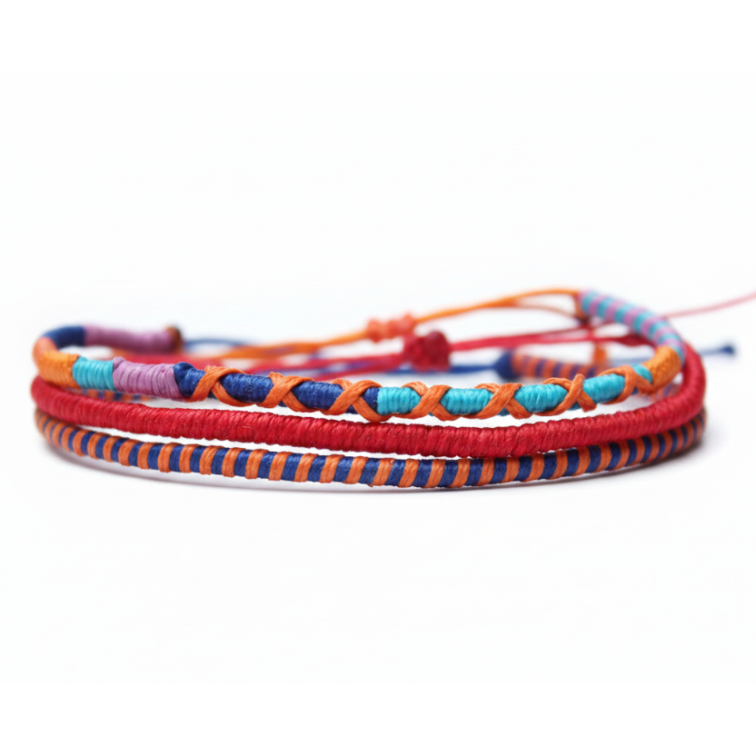 Loop 3 Thin Bracelet Set / Rosso