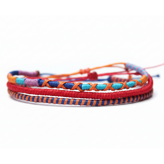 Loop 3 Thin Bracelet Set / Rosso