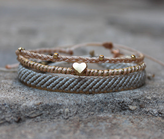 Lovefull 3-piece Bracelet Set / Cream