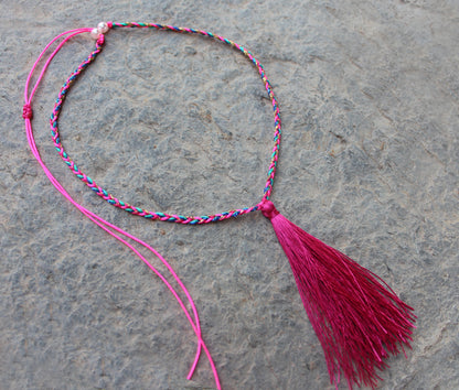 Pink Tassel Kolye